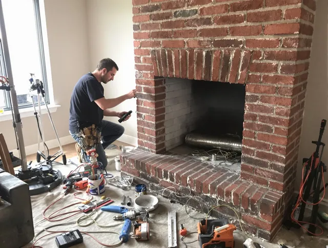 Mansfield Chimney Sweep specialist finalizing chimney liner service in Mansfield, CT