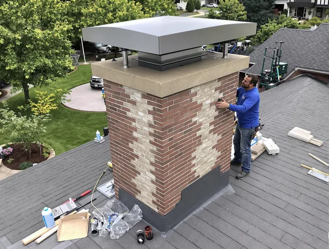Mansfield Chimney Sweep team working on a custom chimney remodel in Mansfield, CT
