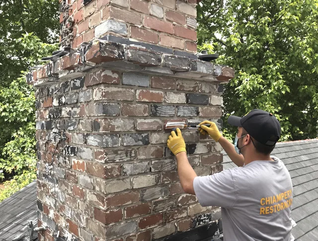 In-progress chimney restoration by Mansfield Chimney Sweep in Mansfield, CT