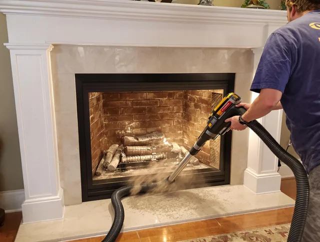 Fireplace cleaning performed by Mansfield Chimney Sweep in Mansfield, CT
