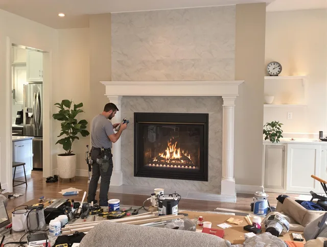 Newly installed fireplace by Mansfield Chimney Sweep in Mansfield, CT
